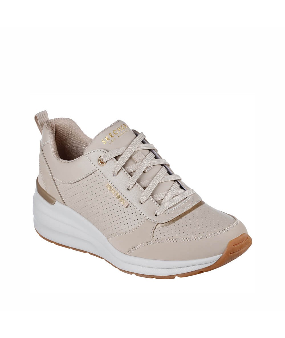 Skechers deportivo cuña BEIGE lateral